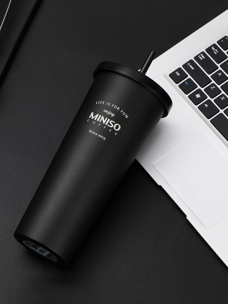 Classic Black White Series Straw Steel Bottle 800m