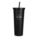 Classic Black White Series Straw Steel Bottle 800m