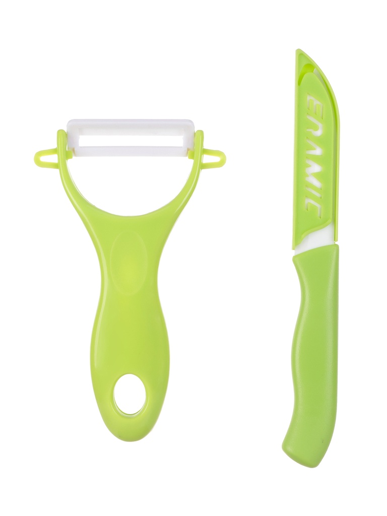 HOUSEHOLD CERAMIC KNIFE AND PEELER SET GREEN