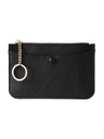 Litchi Pattern Coin Bag with Key Chain Loop Black