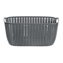 Small Plaited Rectangular Storage Bucket Dark Grey